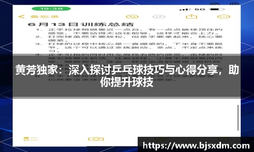 黄芳独家：深入探讨乒乓球技巧与心得分享，助你提升球技